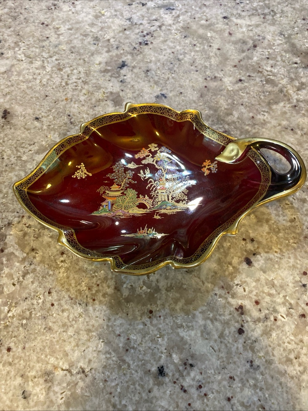 Vintage Rowan Devon Red And Gold Dish